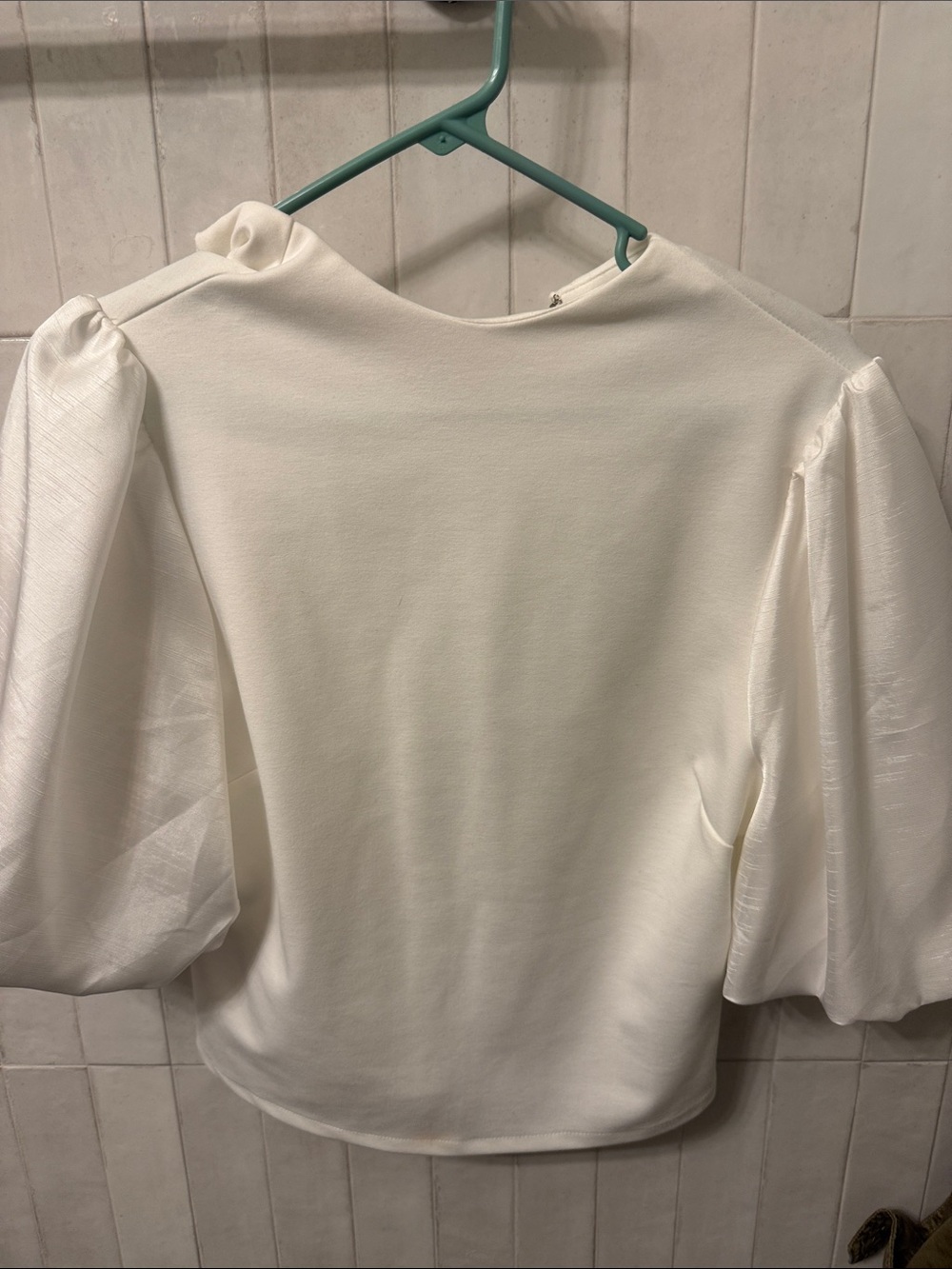 Sunday in Brooklyn White Puff Sleeve Crewneck Blouse